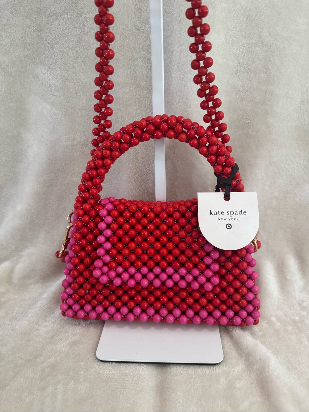 kate spade Red and Pink Beaded Mini Top-Handle Bag